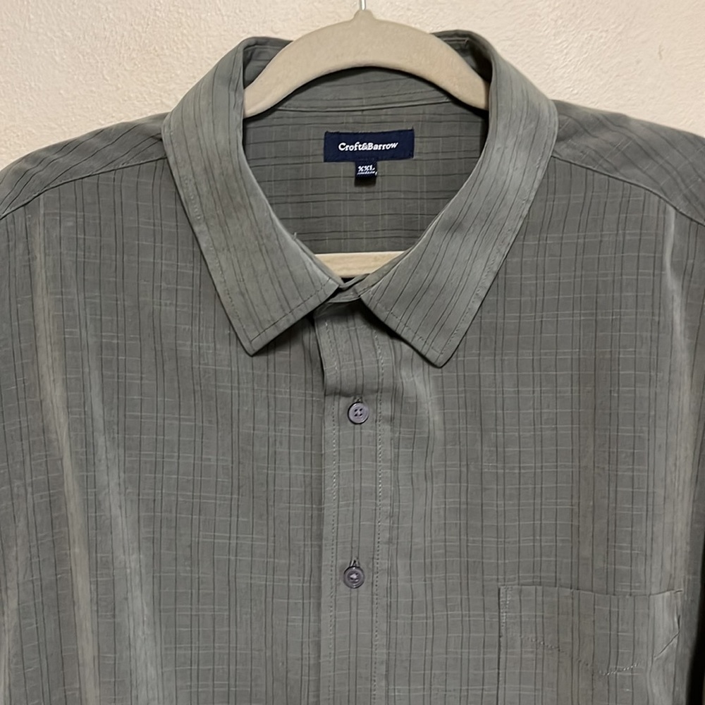 Croft & Barrow Green Stripe Button Down Twill Shirt